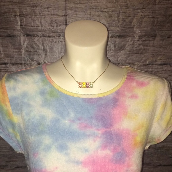 Betsey Johnson Gold Chain Pastel Gummy Bear Necklace - Picture 2 of 7